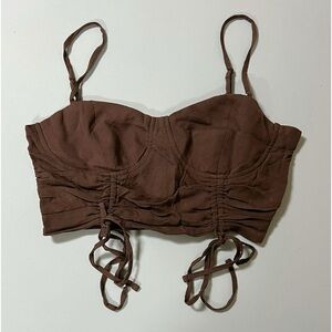 Garage Brown Ruched Ties Tank Crop Top Shirt Blouse Size XS 🤎✨ #garage #top #y2k
